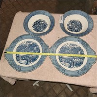 Vintage Currier & Ives Serving Platters & Bowls