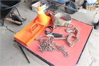cow chains, small pylons, chain binder,