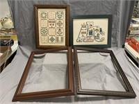 Assorted Empty Frames and Framed Needlework