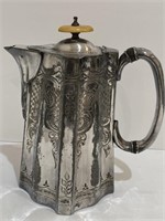 Victorian ornately engraved silver plate coffee