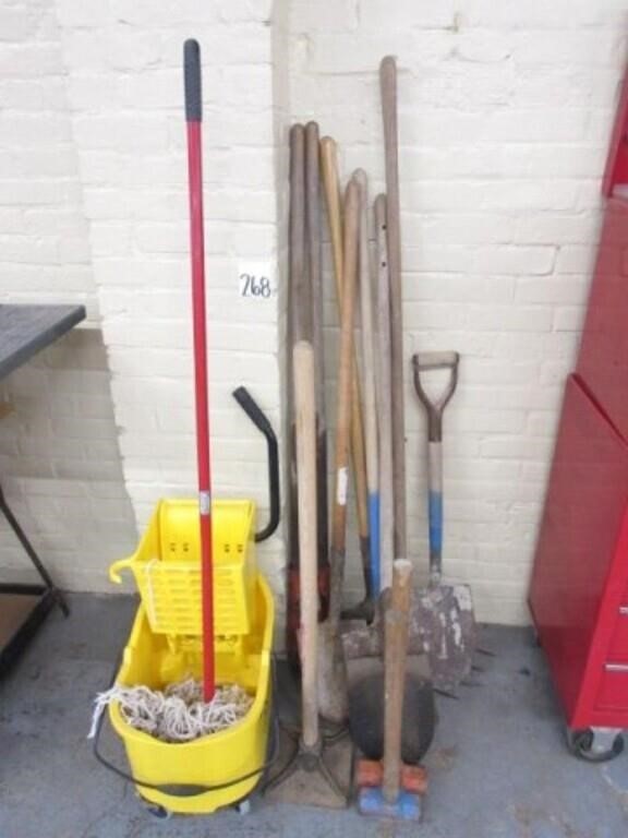 Libman Mop Bucket w/ Mop & (10) Asst'd Yard Tools
