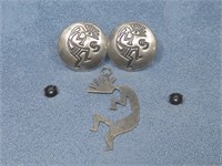 Sterling Silver Tested Kokopelli Earrings/ Pendant