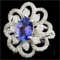 1.75ct Tanzanite & 1.22ctw Diamond Ring in 18K Gol