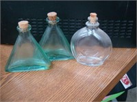 3 Corked Deco Bottles