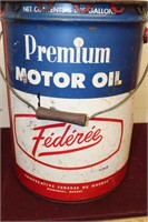 Federee Motor Oil 5 Gal Can / Rare