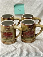 4 Budweiser Clydesdale Beer Steins by Ceramarte