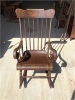 Antique Dutch Plank Bottom Rocker Rocking Chair