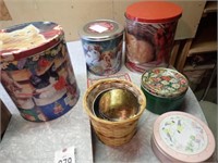 Collector Xmas Tins & Wooven Basket