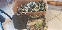 Box Lot Of Assorted Camo Hunting Gear