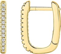 14k Gold-pl .12ct White Topaz U-shaped Earrings