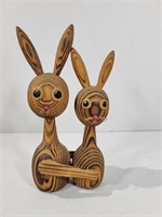 2 Wooden Rabbits