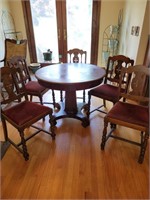 Antique Table with 5 Antique Chairs
