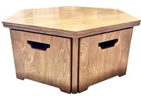 Six-Sided Oak Coffee Table w/Pull Out