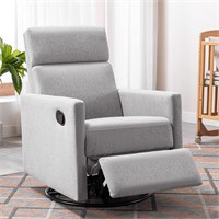 Merax Gray Upholstered Manual Swivel Recliner