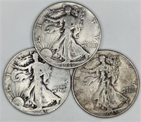 1941 D 43 46 Walking Liberty Silver Half Dollars