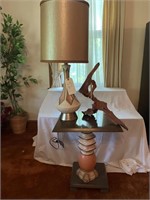 Matching lamp, table and sculpture
