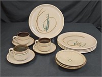 Japanese M.Negoro Pottery Plates, Saucers, Cups