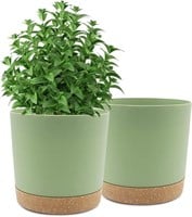 Plant Pots Set of 2 6.5 inch-Green