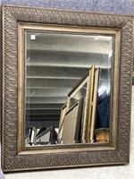 Gold Trim Beveled Wall Mirror- Can be Mounted