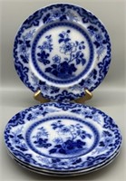 (4) Maoao Flow Blue Davenport Plates