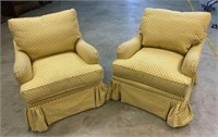 Pair of Yellow Club Chairs w/ Down Cushions