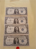 $1 Blue Seals (4) Silver Certs