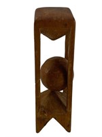 Antique HandCarved Single Ball In Cage Sculpture