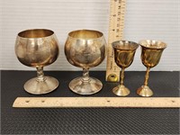 Vintage Smooth Silverplate Wine Stems Cups and