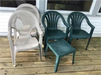 Plastic Chairs And Side Table