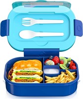 4-Compartment Bento Box, Leakproof, Wheat Blue
