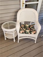 Resin Wicker Side Table and Chair