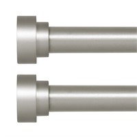 2 Pack Silver Curtain Rods for Windows 48 to 84 In