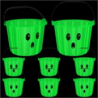 6 Pcs Halloween Buckets Pails Glow in The Dark Gho