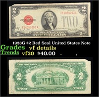 1928G $2 Red Seal United States Note Grades vf det