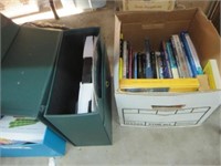 ORGANIZER AND BOX OF BOOKS