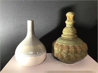 (2) 14” Large Decorative Vase & Jar Lot