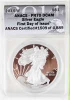 Coin 2014-W  American Silver Eagle ANACS PR70