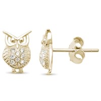 Yellow Gold-plated Whimsical Owl Earrings