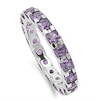 Princess Cut Amethyst Eternity Wedding Band