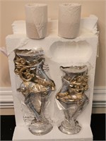 Reindeer Candle Holders with Battery Candles NIB