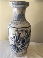Chinese 19" Blue and White Vase