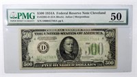1934A FEDERAL RESERVE NOTE CLEVELAND $ 500 PMG 50