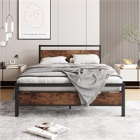 $150  Full Size Bed Frame  Steel  Black/Brown