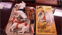 Tonto and horse Scout with box and Lone Ranger