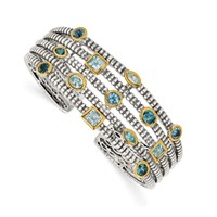 Sterling Silver  Swiss and London Blue Topaz Cuff