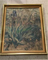 Print on board of van Gogh Iris painting.