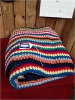 Vintage Handcrafted Crochet Multi-Color Blanket