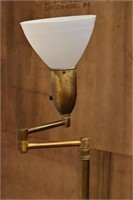 Mid Century Brass Floor Lamp w/ White Glass Shade