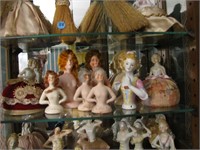 Assorted Lot of Doll Busts, 2 With Dresses