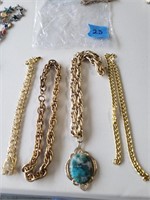 Gold tone Necklace and Bracelets
